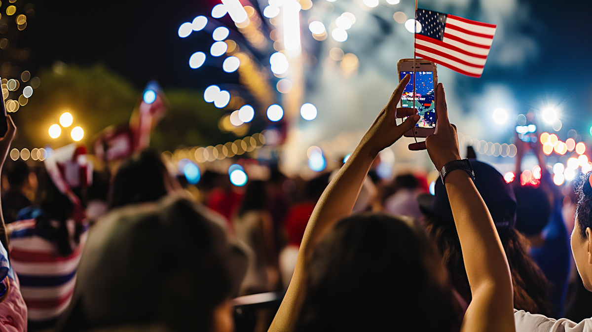 good governos, bad billionaires, etc celebration under fireworks