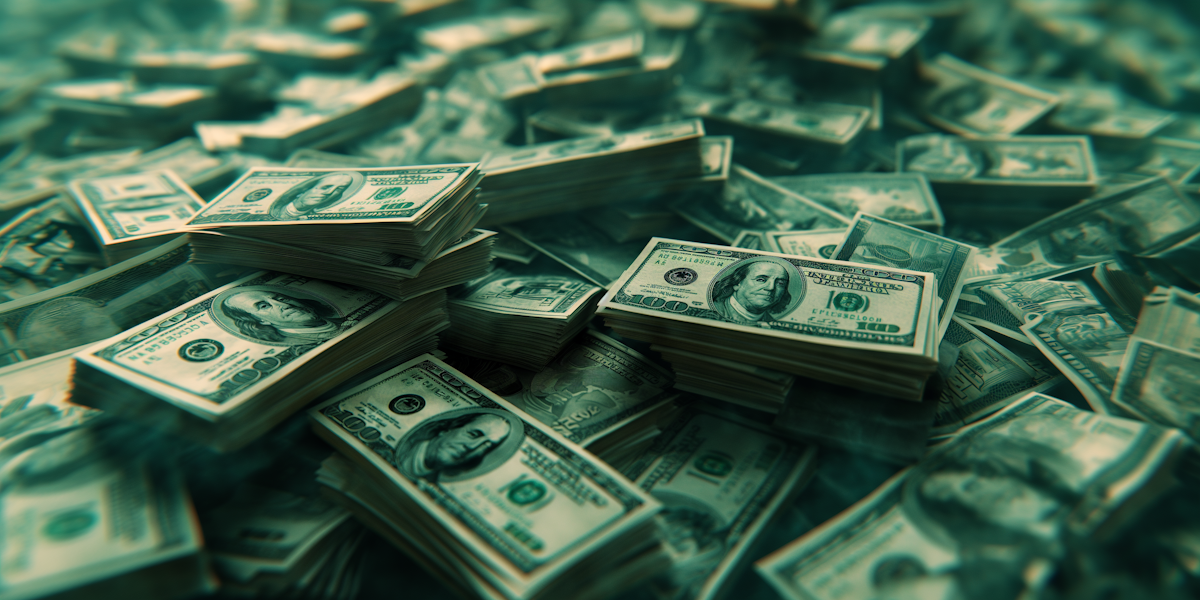 spread of u.s. dollar bills